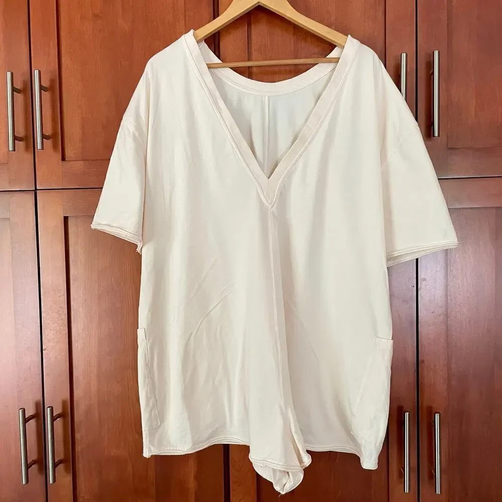 Free People Movement Hot Shot Tee Romper Clay Cream Size Medium